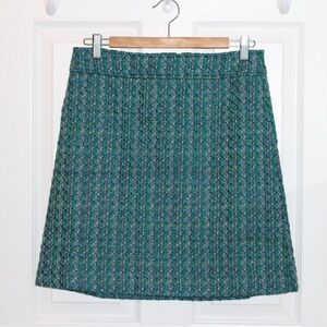 Classic J. Crew Green Tweed Skirt